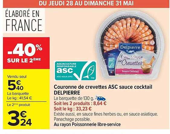 Couronne de crevettes ASC sauce cocktail DELPIERRE