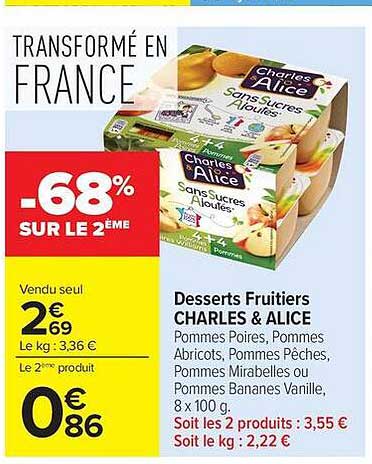 Desserts Fruitiers CHARLES & ALICE