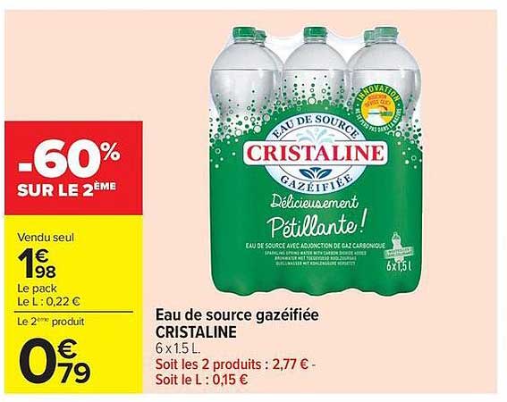 Eau de source gazéifiée CRISTALINE