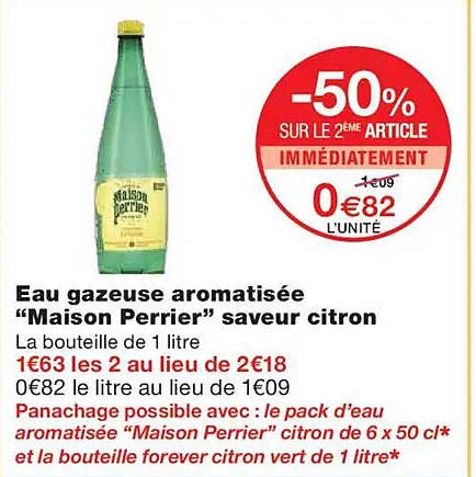 Eau gazeuse aromatisée “Maison Perrier” saveur citron