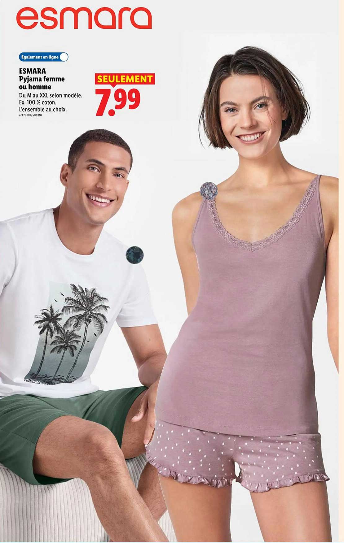 ESMARA Pyjama femme ou homme