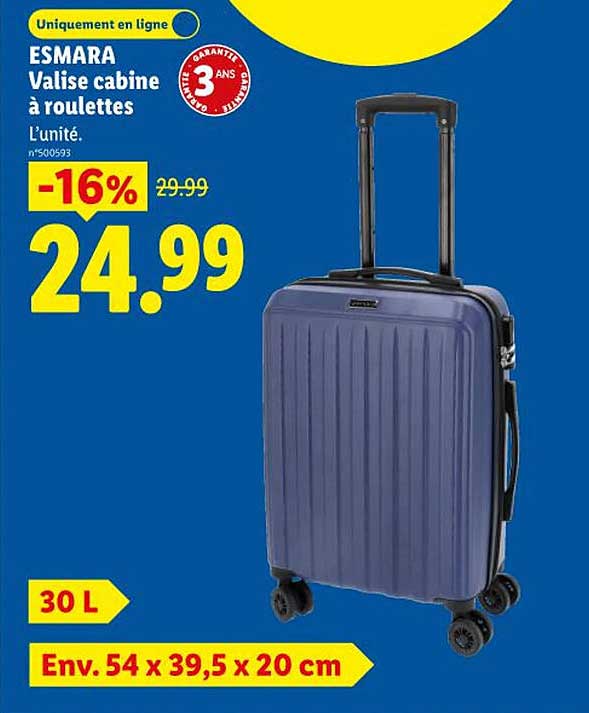 ESMARA Valise cabine à roulettes