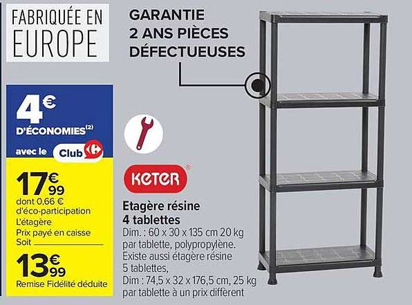 Etagère résine 4 tablettes