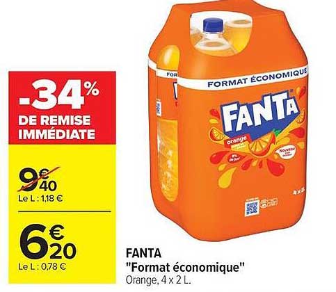 FANTA "Format économique" Orange, 4 x 2 L.