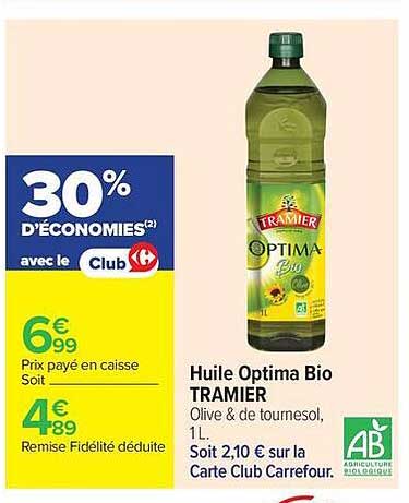 Huile Optima Bio TRAMIER Olive & de tournesol, 1L.