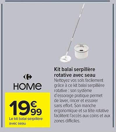 Kit balai serpillère rotative avec seau
