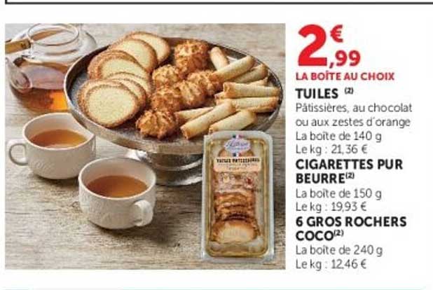 Promo La Boite Au Choix Tuiles, Cigarettes Pur Beurre, 6 Gros Rochers ...