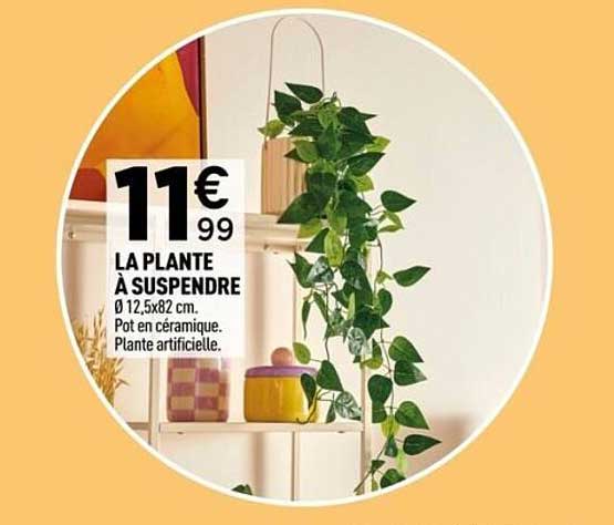 LA PLANTE À SUSPENDRE Ø 12,5x82 cm. Pot en céramique. Plante artificielle.