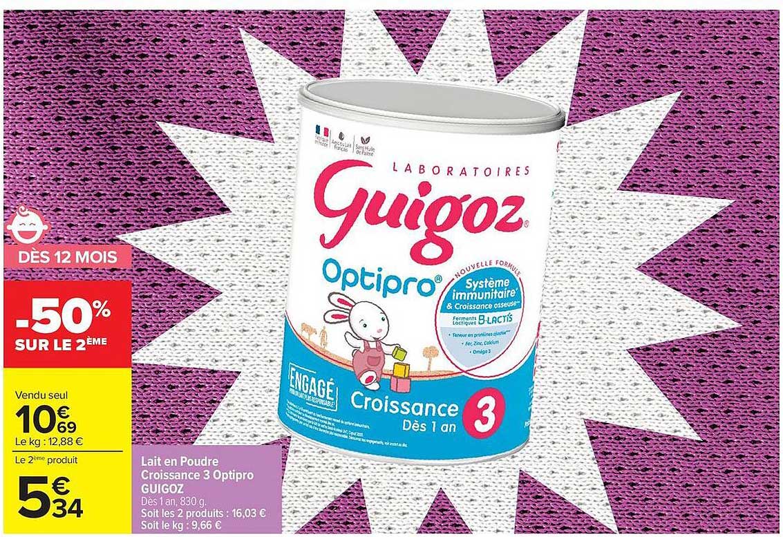 Lait en Poudre Croissance 3 Optipro GUIGOZ