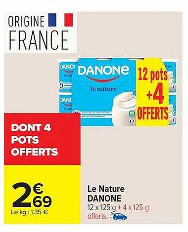 Le Nature DANONE 12 x 125 g + 4 x 125 g offerts