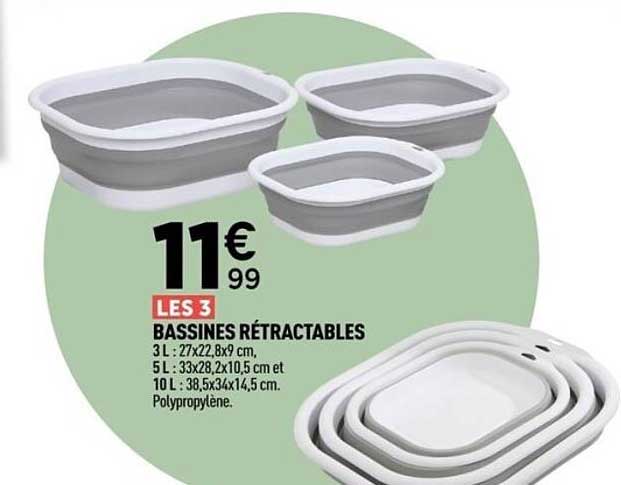 LES 3 BASSINES RÉTRACTABLES