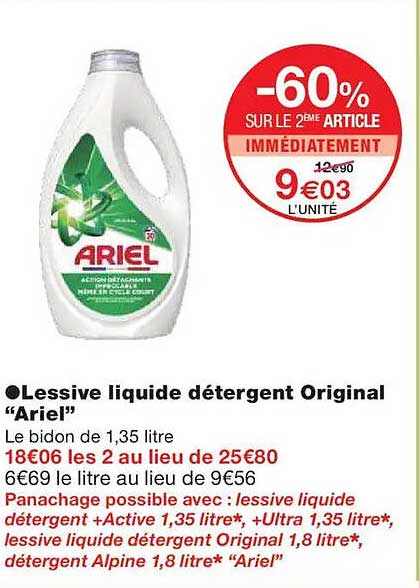 Lessive liquide détergent Original “Ariel”