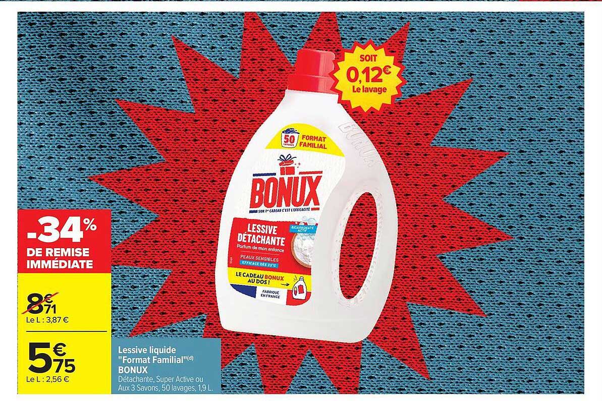 Lessive liquide "Format Familial" BONUX
