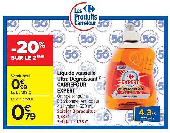 Liquide vaisselle Ultra Dégraissant CARREFOUR EXPERT