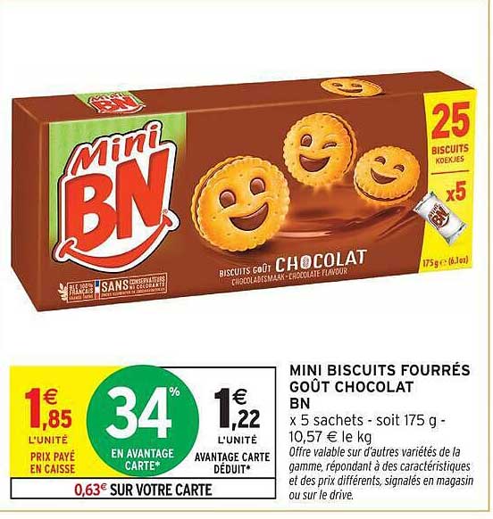 MINI BISCUITS FOURRÉS GOÛT CHOCOLAT BN