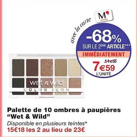 Palette de 10 ombres à paupières “Wet & Wild”
