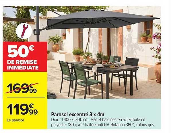 Parasol excentré 3 x 4m