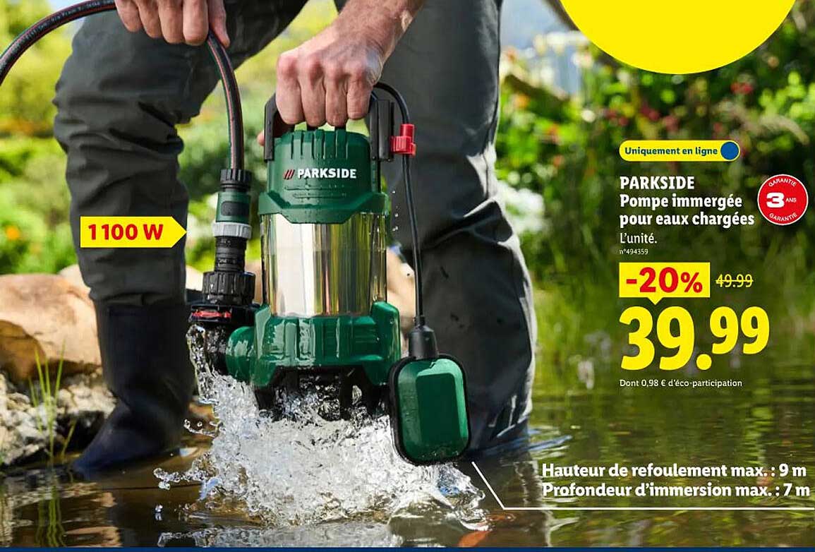 PARKSIDE Pompe immergée pour eaux chargées