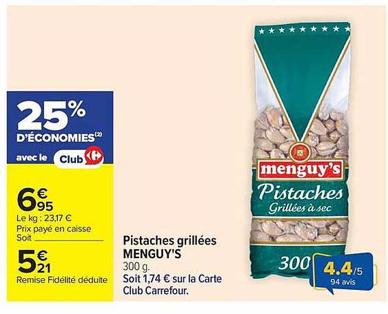 Pistaches grillées MENGUY'S 300 g