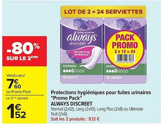 Protections hygiéniques pour fuites urinaires "Promo Pack" ALWAYS DISCREET
