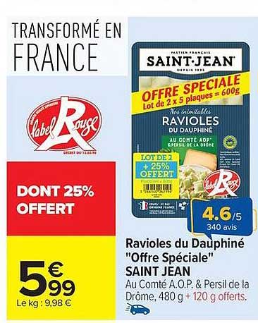 Ravioles du Dauphiné "Offre Spéciale" SAINT JEAN