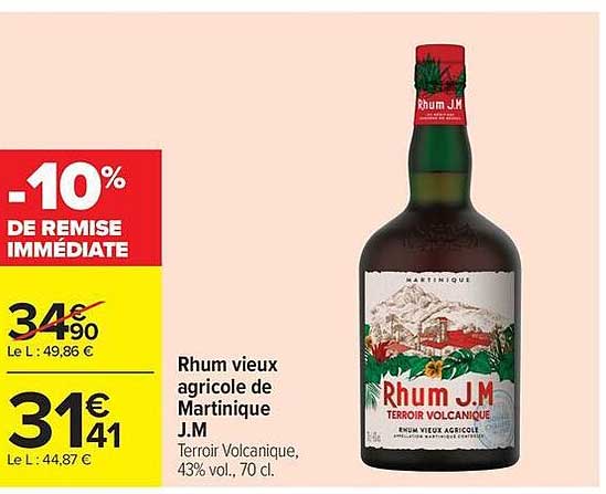Rhum vieux agricole de Martinique J.M