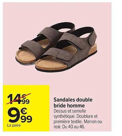 Sandales double bride homme