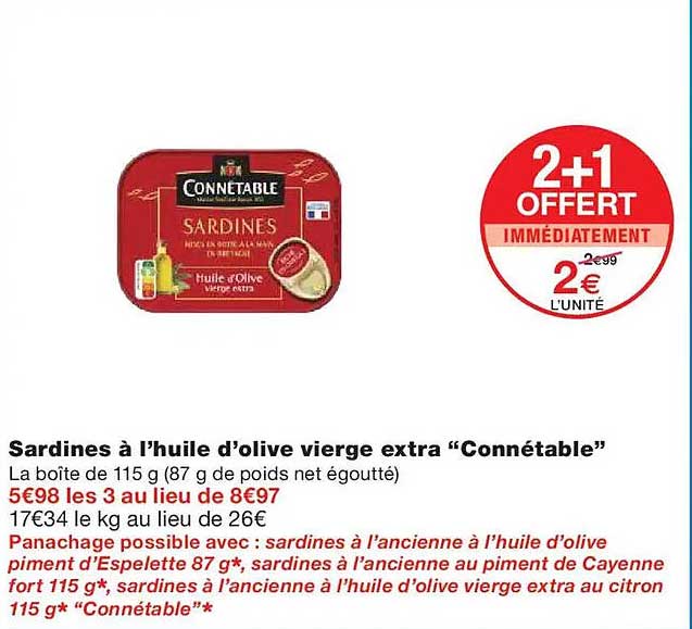 Sardines à l'huile d'olive vierge extra “Connétable”