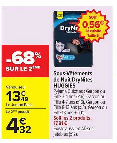 Sous-Vêtements de Nuit DryNites HUGGIES