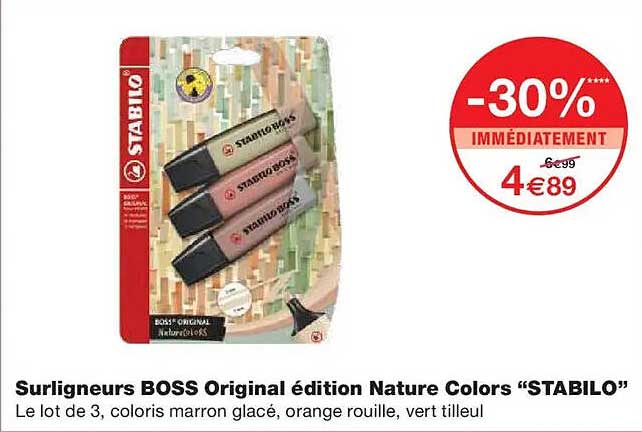 Surligneurs BOSS Original édition Nature Colors “STABILO”
