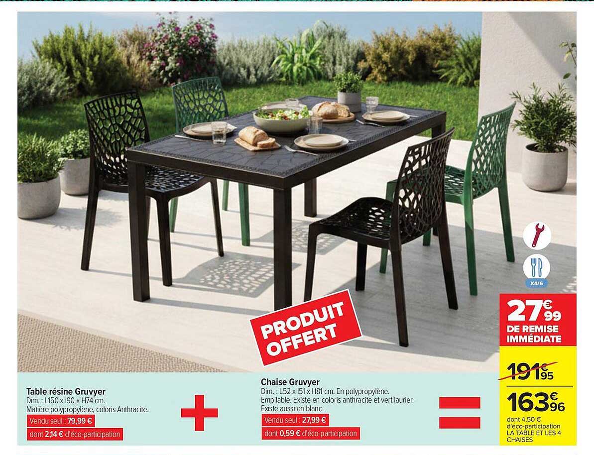 Table résine Gruvyer + Chaise Gruvyer