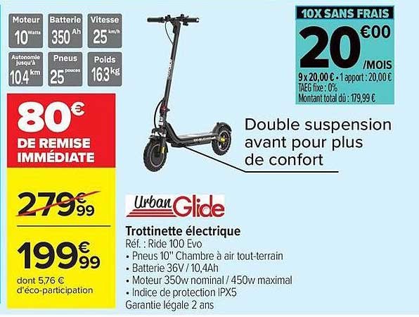 Trottinette électrique Urban Glide Ride 100 Evo