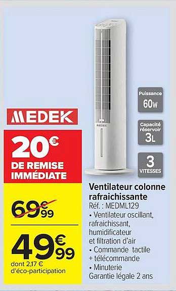 Ventilateur colonne rafraichissante