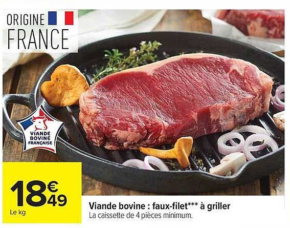Viande bovine : faux-filet*** à griller