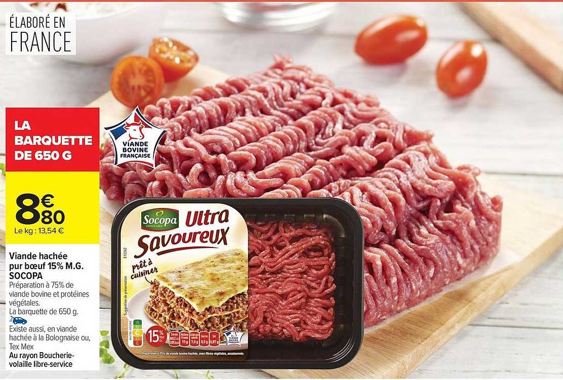Viande hachée pur bœuf 15% M.G. SOCOPA