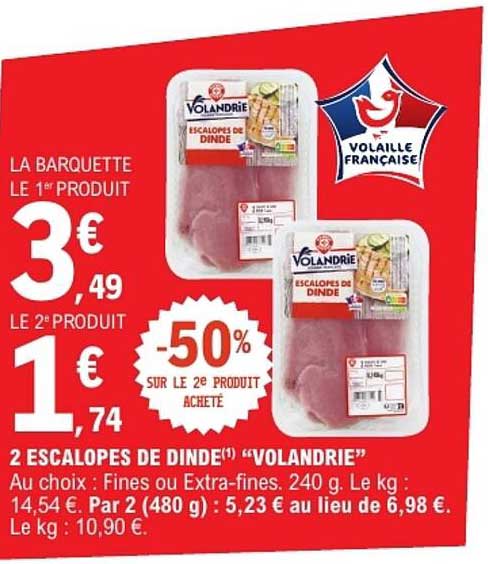 2 ESCALOPES DE DINDE(*) VOLANDRIE