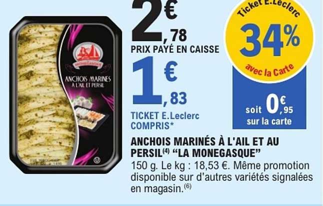 ANCHOIS MARINÉS À L'AIL ET AU PERSIL "LA MONEGASQUE"