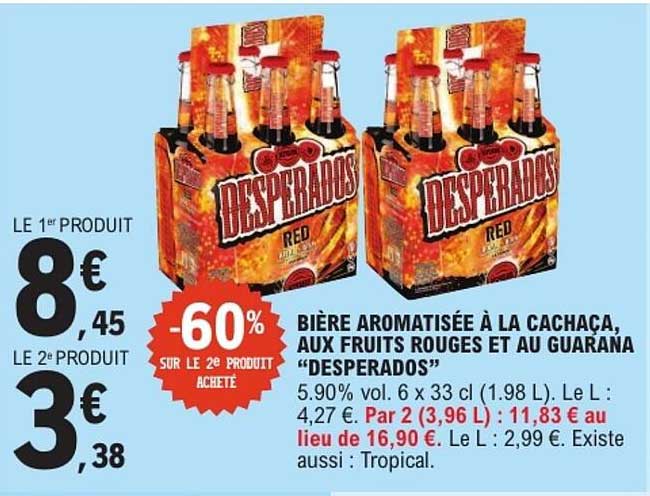 Bière aromatisée à la cachaça, aux fruits rouges et au guarana 'Desperados'