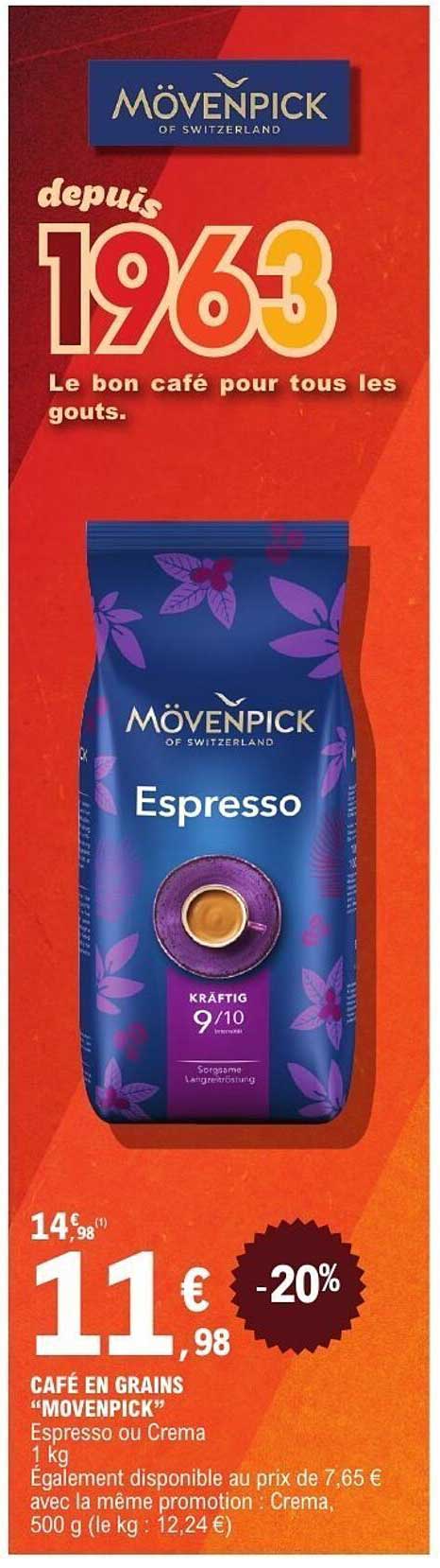 Café en grains "Mövenpick" Espresso ou Crema 1 kg