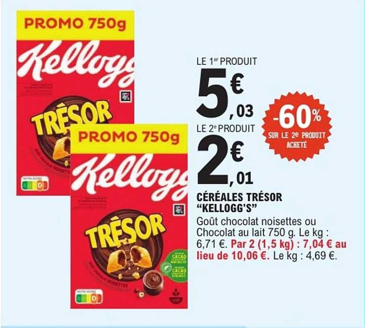 CÉRÉALES TRÉSOR "KELLOGG'S"