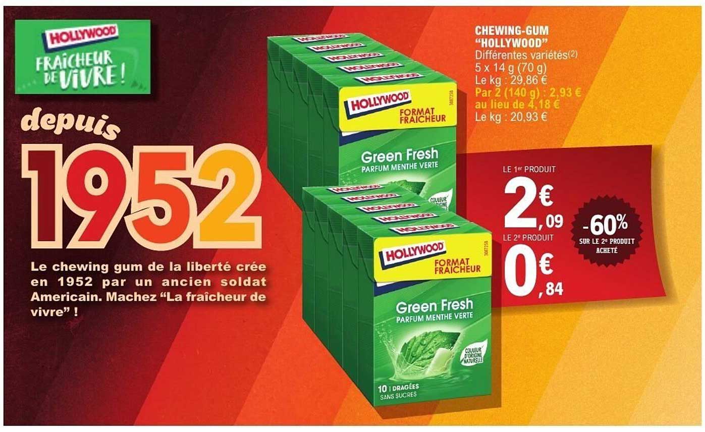 CHEWING-GUM "HOLLYWOOD" Différentes variétés
