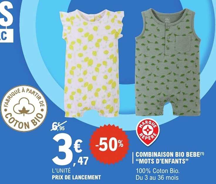 COMBINAISON BIO BEBE "MOTS D'ENFANTS"
