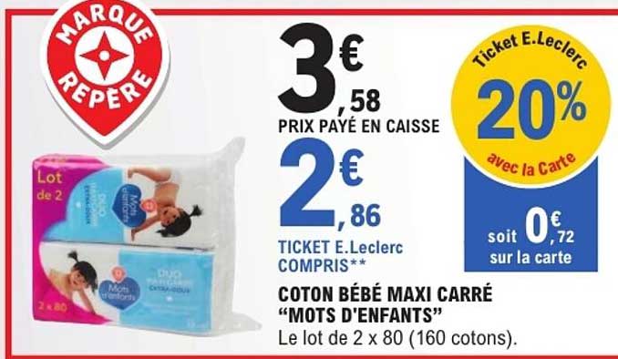 COTON BÉBÉ MAXI CARRÉ "MOTS D'ENFANTS"