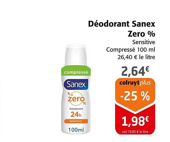 Déodorant Sanex Zero % Sensitive Comprimé 100 ml
