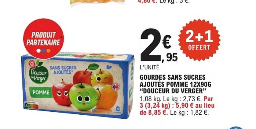 GOURDES SANS SUCRES AJOUTÉS POMME 12X90G "DOUCEUR DU VERGER"