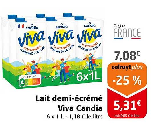 Lait demi-écrémé Viva Candia