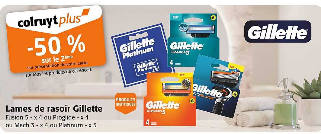 Lames de rasoir Gillette -50 % sur le 2ème