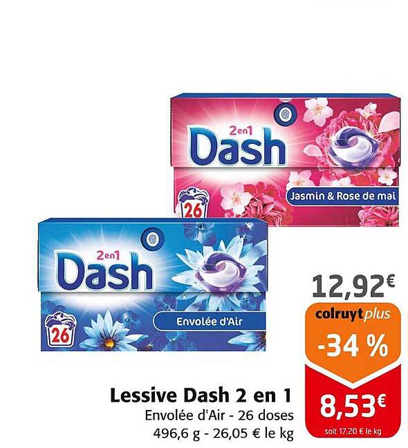 Lessive Dash 2 en 1