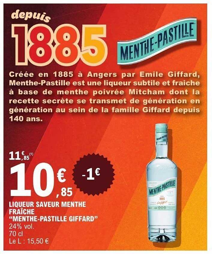 LIQUEUR SAVEUR MENTHE FRAÎCHE "MENTHE-PASTILLE GIFFARD"