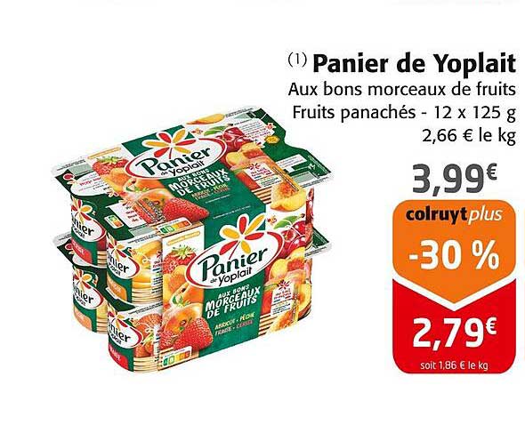 Panier de Yoplait Aux bons morceaux de fruits
